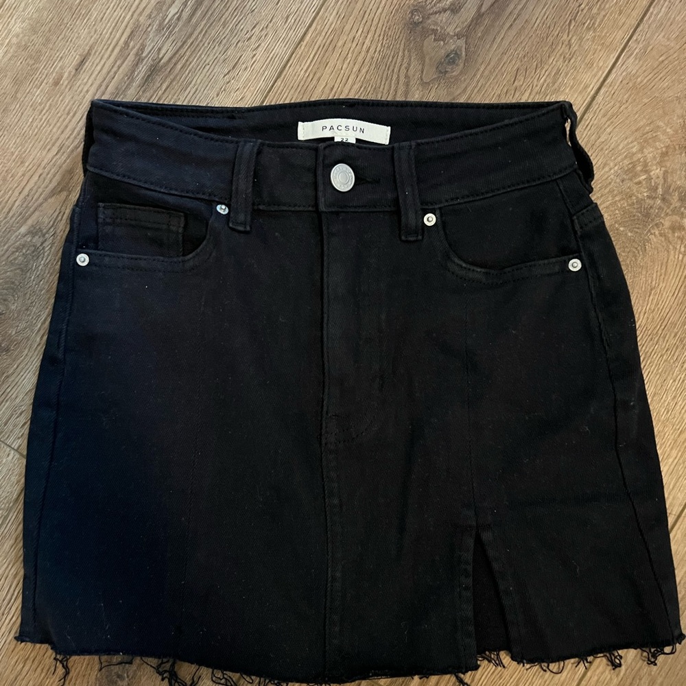 Black denim skirt